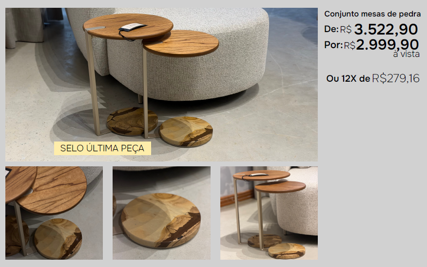 Conjunto mesas de pedra